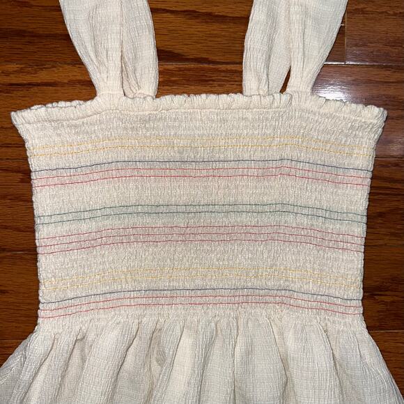 Madewell Texture & Thread Rainbow Smocked Peplum Tank Top in Pearl Ivory Size XS - Picture 8 of 12